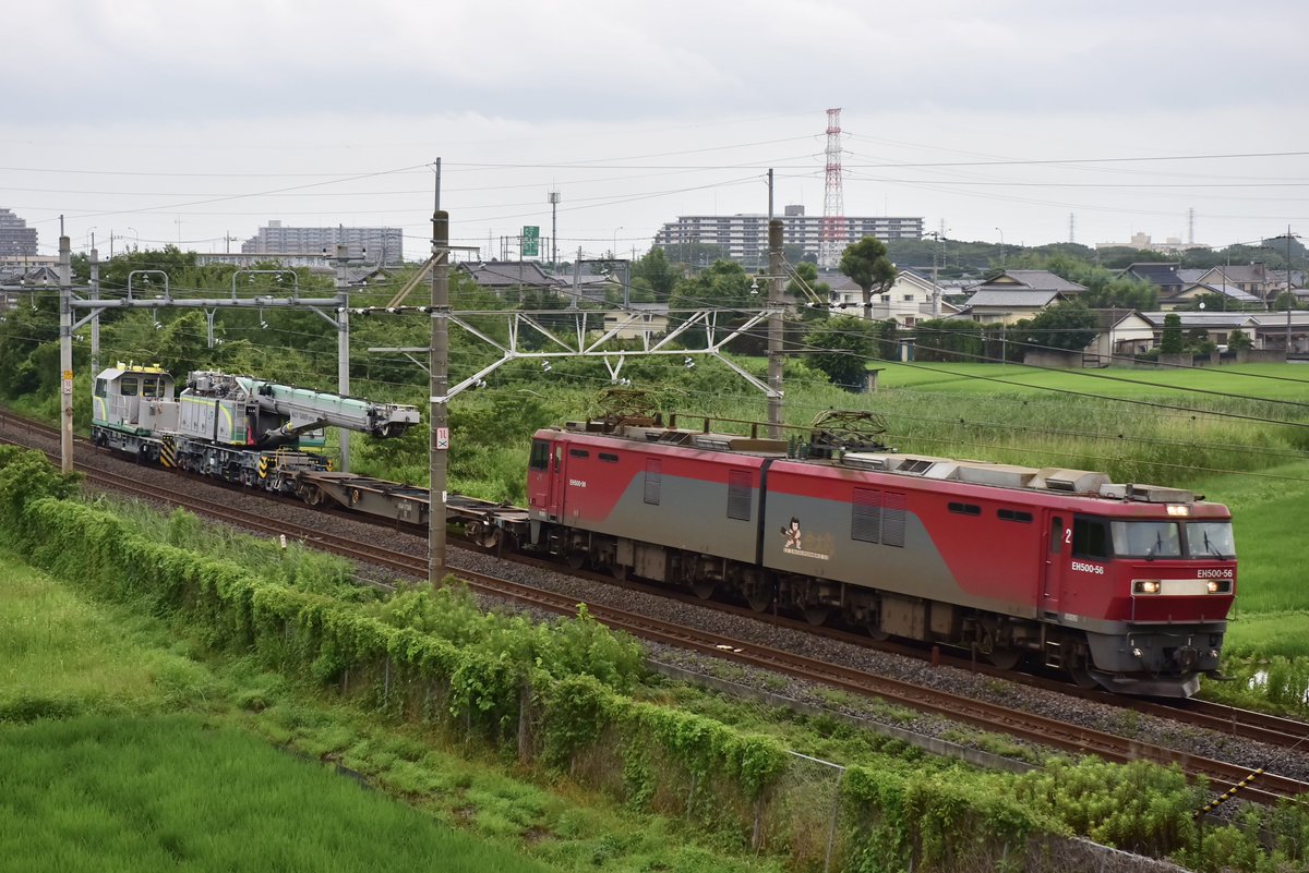JJ45afc's tweet photo. 2026.07.05
9172レ
EH500-56+コキ+鉄道クレーン車(KRC810N)+ワゴン車(CF350HSW) https://t.co/JWLOwUiwpK