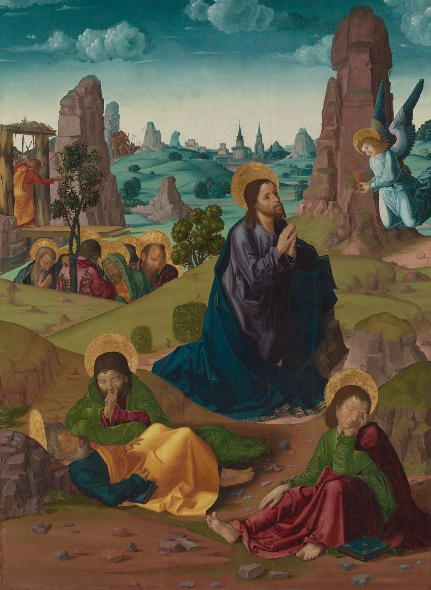 Emocionaelarte's tweet photo. Desde que el #ElPrado nos ha regalado esta Oración en el huerto, aprecio #AnalogiasdeArte que pueden #EmocionArte. No sé por qué, pero, ahora que están tan cerca, me vienen a la cabeza campos cromáticos de Paolo de San Leocadio que me llevan a Gauguin. https://t.co/hFnh8lbZ3B