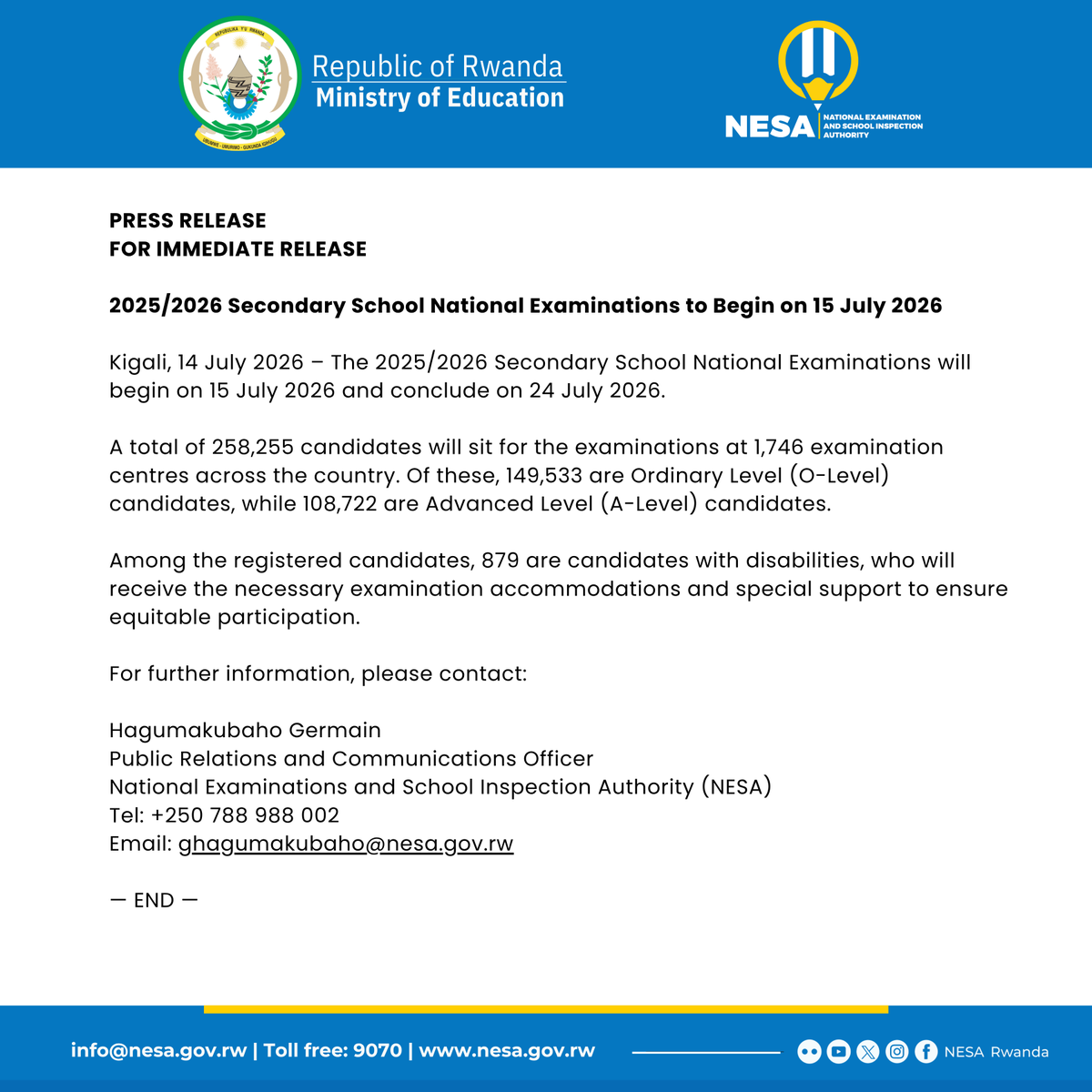 NESA_Rwanda's tweet photo. PRESS RELEASE https://t.co/pt2bCSVF9l