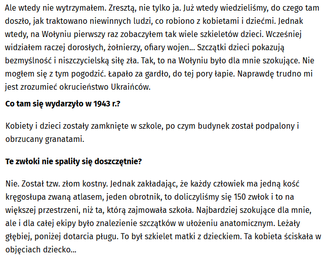alexmfrost's tweet photo. "Ale wtedy nie wytrzymałem. Zresztą, nie tylko ja. Już wtedy wiedzieliśmy, do czego tam doszło, jak traktowano niewinnych ludzi, co robiono z kobietami i dziećmi. Jednak wtedy, na Wołyniu pierwszy raz zobaczyłem tak wiele szkieletów dzieci." https://t.co/6og5ImdW2t