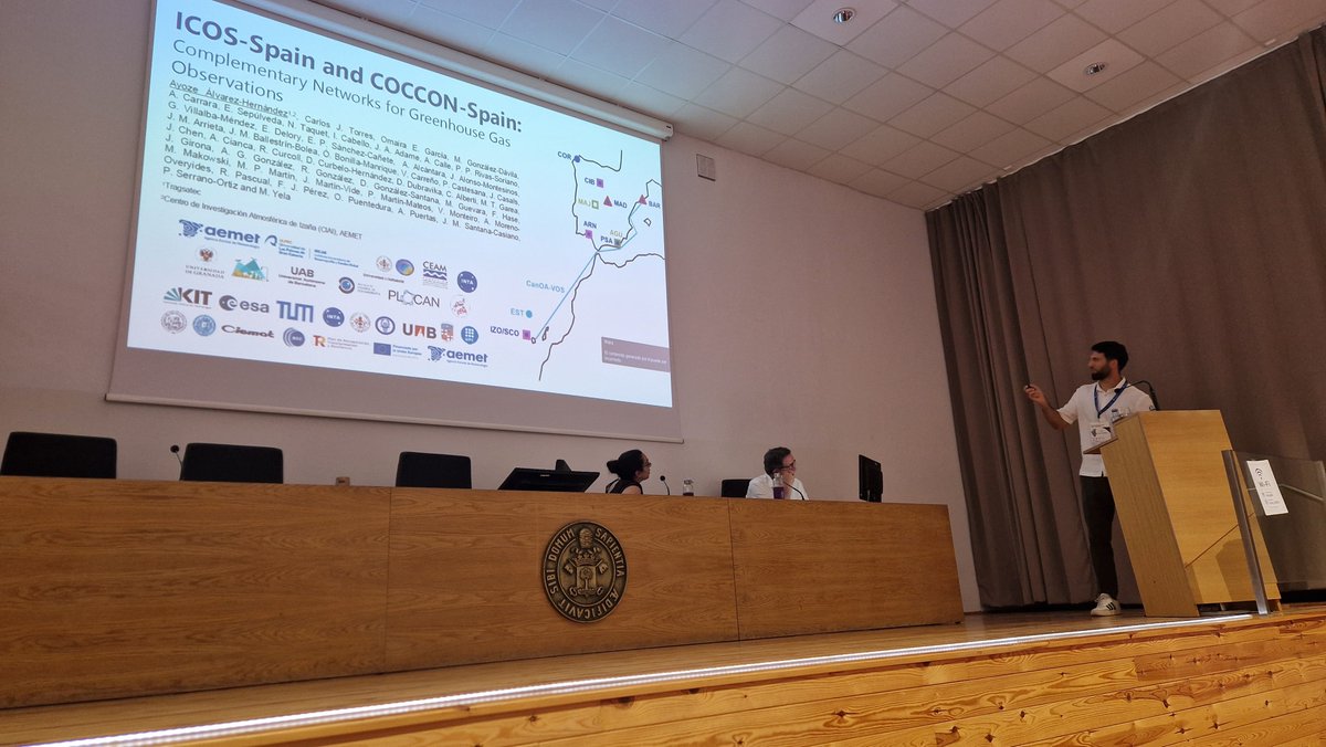 ICOS_Spain's tweet photo. ICOS-Spain and COCCON-Spain were presented in a keynote at RICTA26, building bridges for future collaborations with the Spanish-Portuguese aerosol research community. https://t.co/I1EoQXmPvW