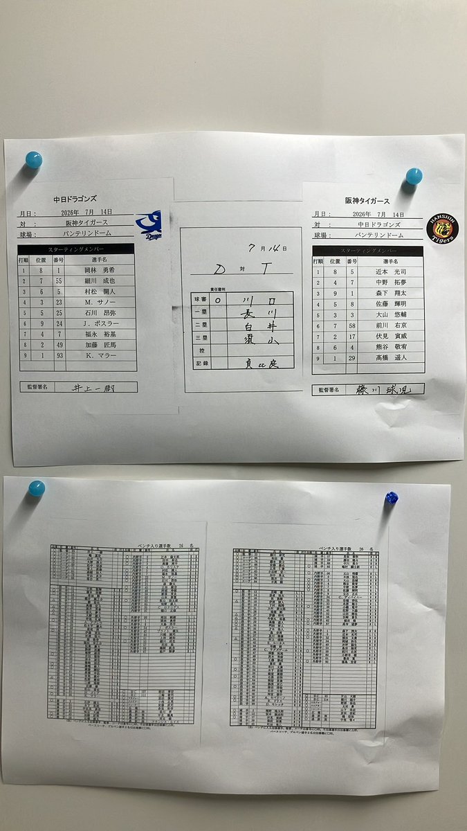dailytigers2026's tweet photo. 本日のスタメンです🔥 https://t.co/WHxDIZ11xK