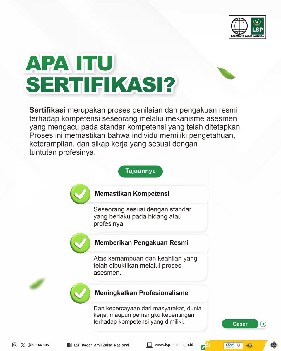 LspBaznas's tweet photo. 📚 Pelatihan dan Sertifikasi, Apa Bedanya?

Masih banyak yang mengira pelatihan dan sertifikasi adalah hal yang sama. Padahal, keduanya memiliki peran yang berbeda namun saling melengkapi dalam membangun SDM yang kompeten. https://t.co/1g77klRANP