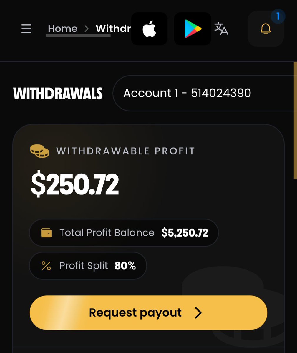 falconfx007's tweet photo. Tommorow going to Request 250$ my second payout from same 5k$ Account 🙏💖 ( first was 300$)

Now there is no cap on payout let's see how much make next ...

My goal is to scale this account as much as I can 🏆🥇 https://t.co/ShLlesuUXV