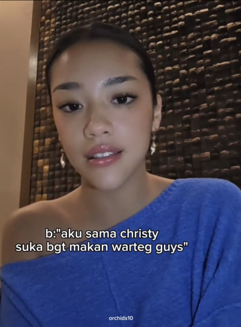 insidefolkative's tweet photo. Baila: "eh aku tuh kalo makan di warteg bahari bukan karena aku belum gajian 😆😆 enakk benerann, emang gabole makan warteg yaa? aku sama christy suka bgt makan warteg guysss."

warteg baharii emang seenak itu tauuuu, setuju ga gesss 

via: tiktok/ nona_orchids10 https://t.co/IwZYeliR4Z