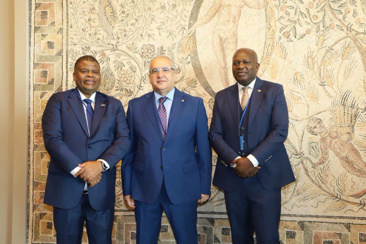 DpmeOfficial's tweet photo. #HLPF2026 Deputy Minister @SeisoMohai joined by Deputy Minister Mahlobo &amp; Ambassador Nkosi met with Algerian counterparts in New York to strengthen bilateral relations &amp; reaffirm a shared commitment to sustainable development &amp; Africa’s priorities 🇿🇦🇩🇿

@GovernmentZA @DIRCO_ZA https://t.co/hdAA75Gb2Q