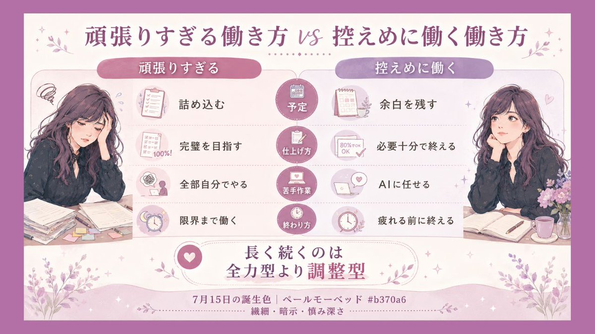 lifusion1's tweet photo. くすみ系
今日の誕生色（7/15）
・ペールモーベット（Peer Mho Bet）
・かわいいものに引かれる優美な人
・繊細／暗示／慎み深さ
・b370a6
くすんだ紫。人気色。派手じゃない紫。黒柴の顔ちょっとつぶれててかわいい。Canvaだと「くすみネオンピンク」表記。2枚目背景素材はご自由にお使いくださいませ↓