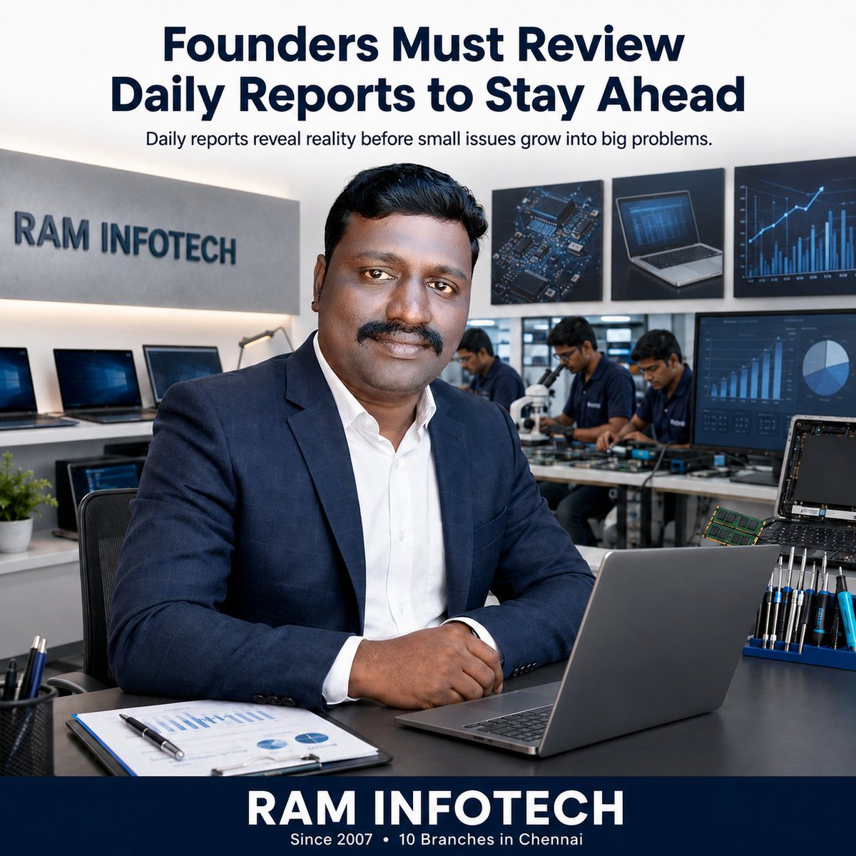 raminfotechmd's tweet photo. Daily reports reveal small issues before they become bigger problems. As a Director, reviewing real numbers every day helps us maintain service quality, improve operations, and protect customer trust.
#DirectorMindset #ServiceQuality #CustomerTrust #RAMInfotech https://t.co/icuTXUTJIL