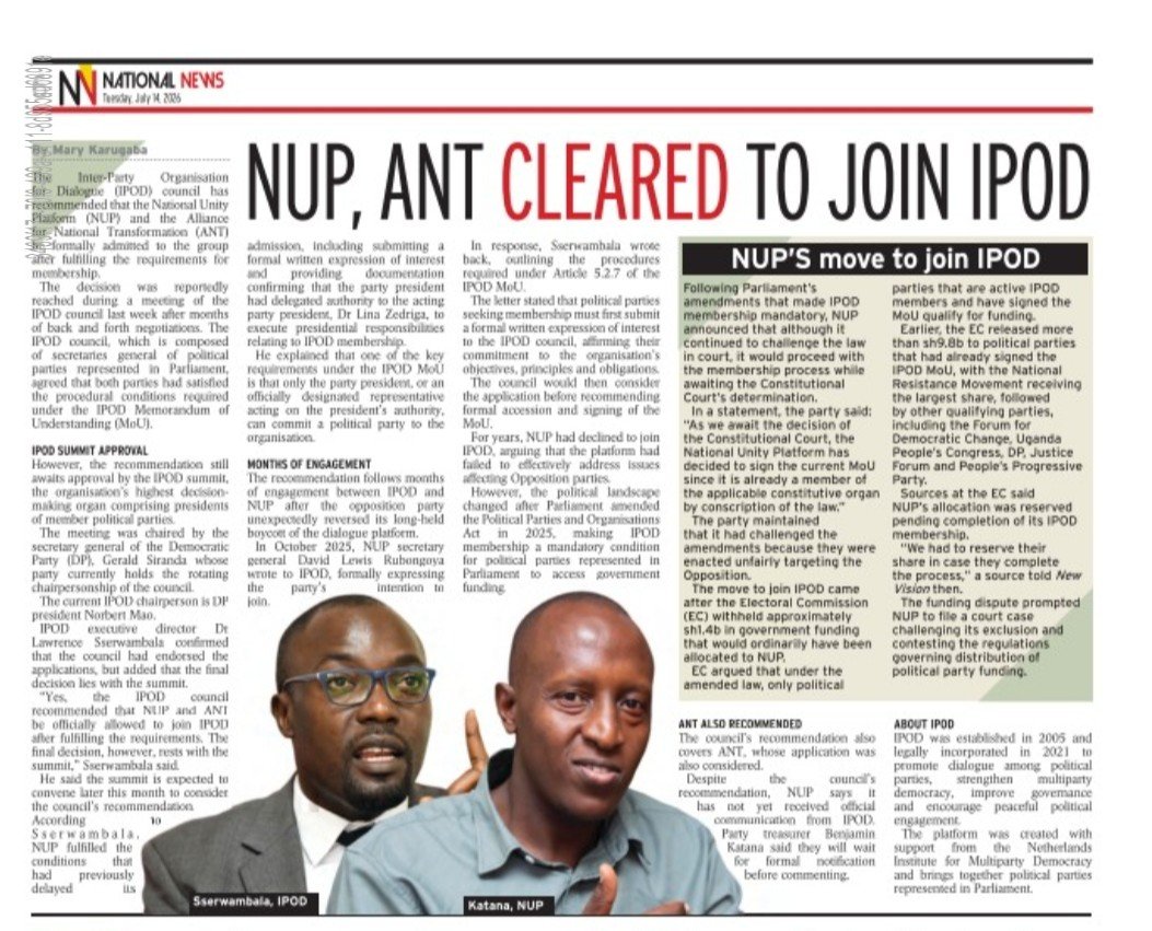 bartlettdaron's tweet photo. I didn't know there would be a time when NUP accepts to join IPOD, a platform they called a photo opportunity booth with president Museveni. https://t.co/3vZpa2kSDX