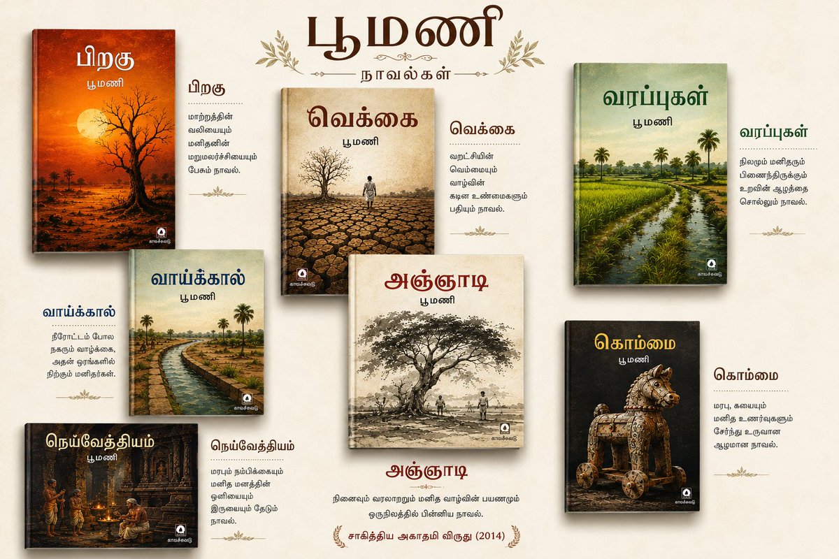 EPSTamilNadu's tweet photo. கரிசல் மண்ணின் குரலாகவும், தமிழ் இலக்கியத்தின் தனித்துவமான படைப்பாளராகவும் விளங்கிய சாகித்ய அகாடமி விருது பெற்ற மூத்த எழுத்தாளர் ஐயா பூமணி அவர்கள் மறைவெய்திய செய்தி மிகுந்த வருத்தமளிக்கிறது.

தமது எழுத்தின் வழியாக மண்ணின் மணத்தையும், மக்களின் வாழ்வியலையும் தலைமுறைகளுக்கு பதிவு செய்த அவரது இலக்கியப் பணி என்றென்றும் நிலைத்திருக்கும்.

இன்று அவரது உடல் நல்லடக்கம் செய்யப்படும் இந்த வேளையில், 
அன்னாரின் புகழுக்கு எனது ஆழ்ந்த அஞ்சலியை தெரிவித்துக் கொள்கிறேன்.

அன்னாரை இழந்து வாடும் அவரது குடும்பத்தினருக்கும், தமிழ் இலக்கிய உலகினருக்கும், வாசகர்களுக்கும் எனது ஆழ்ந்த இரங்கலையும் ஆறுதலையும் தெரிவித்துக் கொள்கிறேன்.
@AIADMKOfficial