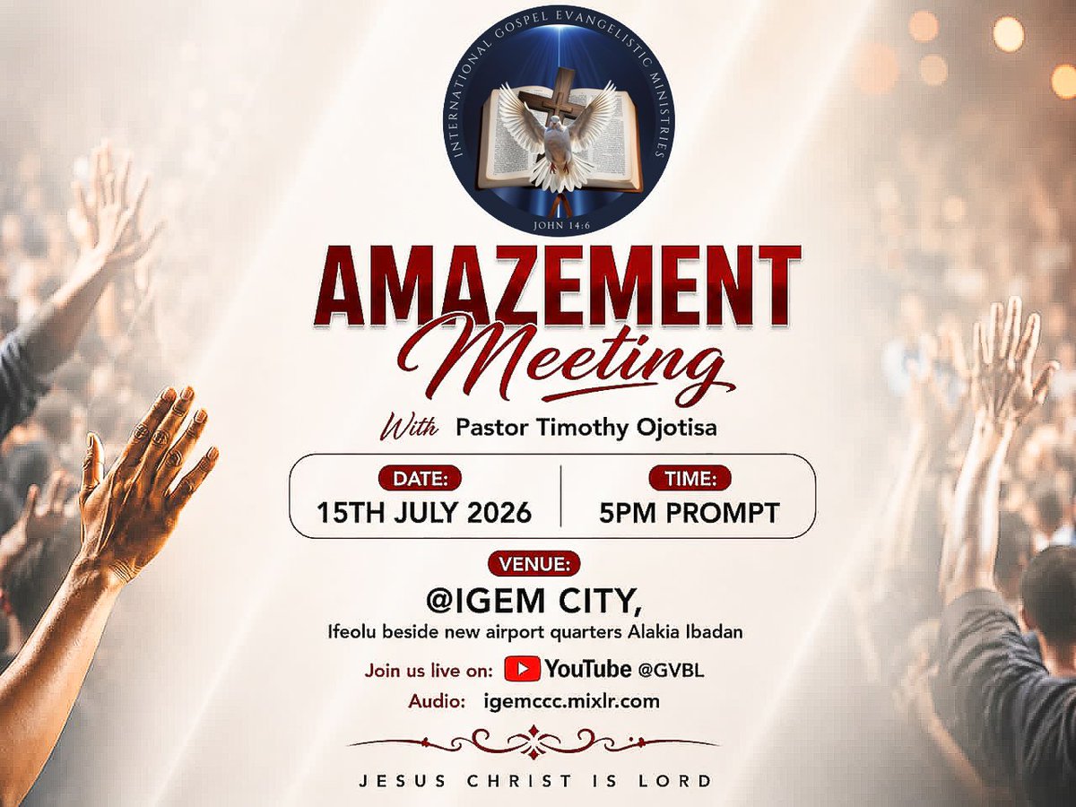 igemcity's tweet photo. ✨ AMAZEMENT MEETING ✨

Join us for a life-transforming service where miracles, breakthroughs, healing, and divine encounters await. 

#igemccc #AmazementMeeting #GodOfMiracles #JesusChangesLives #Faith #Miracles #Breakthrough https://t.co/JBx9uCsixM