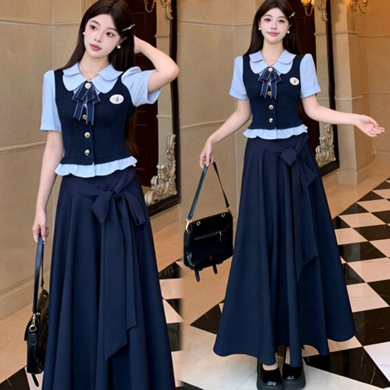DONGXIAOJIEシリーズ】 ☆セットアップ☆ 上下セットの半袖リボンが大
