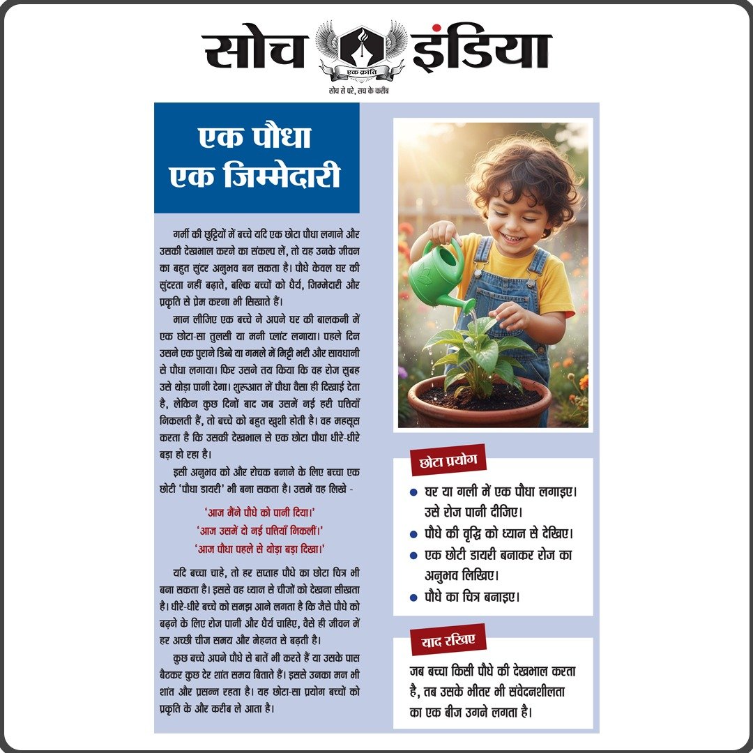 IndiaSoch's tweet photo. "|| मेरा छोटा सा बगीचा ||

#GardeningForKids #NatureConnection #EnvironmentProtection #SochIndia #Article

{Kids Gardening Activities, Benefits Of Nature For Children, Environment Conservation For Kids, My Little Garden Project, Soch India Articles, Importance Of Planting Trees, https://t.co/A2wnRucwzD