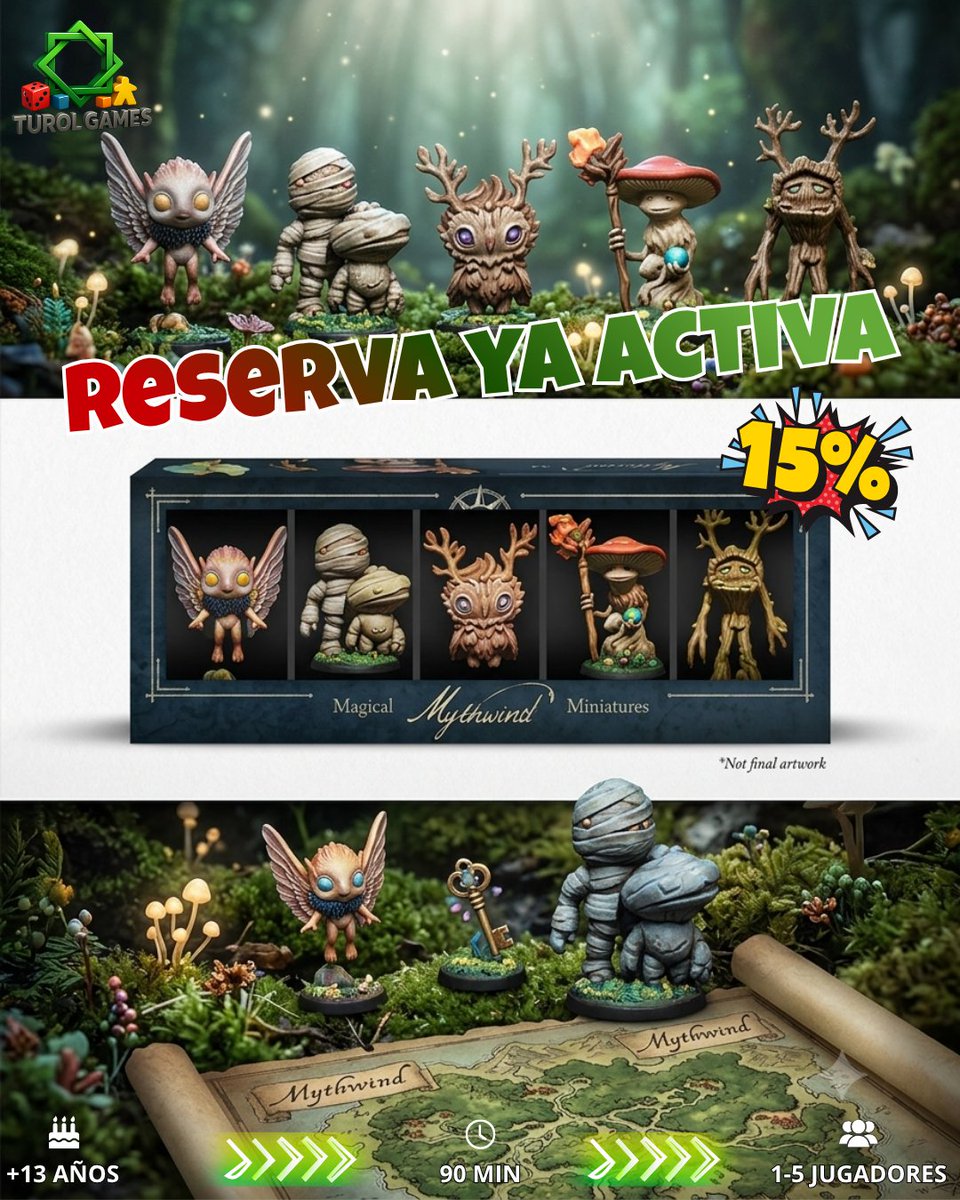 TurolGames's tweet photo. 🧙✨ MYTHWIND: MAGICAL MINIATURES PACK 🐉🌲 @Bumble3ee_Int 

¡Haz que el valle de Mythwind cobre aún más vida! Este Pack de Miniaturas Mágicas sustituye las fichas de cartón de las criaturas mágicas por detalladas miniaturas.

👇Resérvalo en el link👇
https://t.co/6TztcCuVzi https://t.co/P7SUszfE52