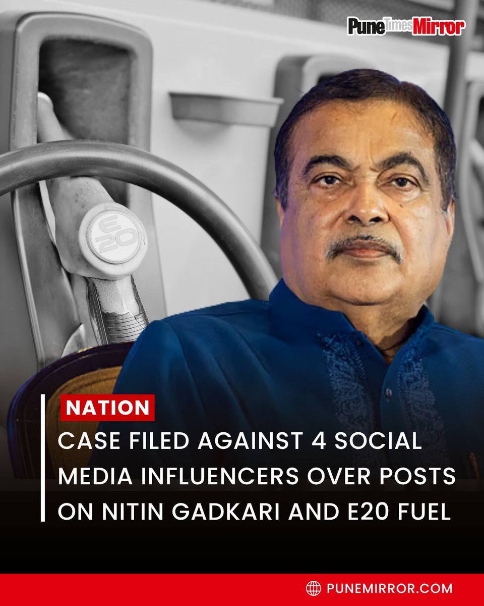 zoo_bear's tweet photo. Case against four social media influencers for spreading misleading information on BJP leader Minister Nitin Gadkari and ethanol-blended (E20) petrol on social media. Manish Kashyap, Desi Boyser, Harshit Rathi and Anklesh Invatee. The case was registered on the basis of a complaint filed by Shishir Arun Tripathi, head of the Nagpur BJP Social Media Cell.