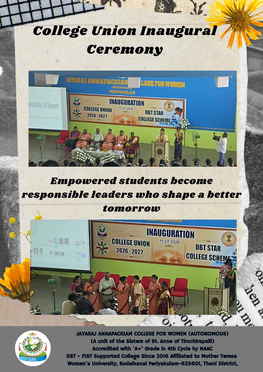 JayarajFor's tweet photo. The College Union and its affiliated associations were inaugurated on 11.07.2026 by Dr. R. Rajendran, Former Principal, Associate Professor, Department of Microbiology, PSG College of Arts and Science, who graced the occasion as the Chief Guest. https://t.co/yXltHz02YE
