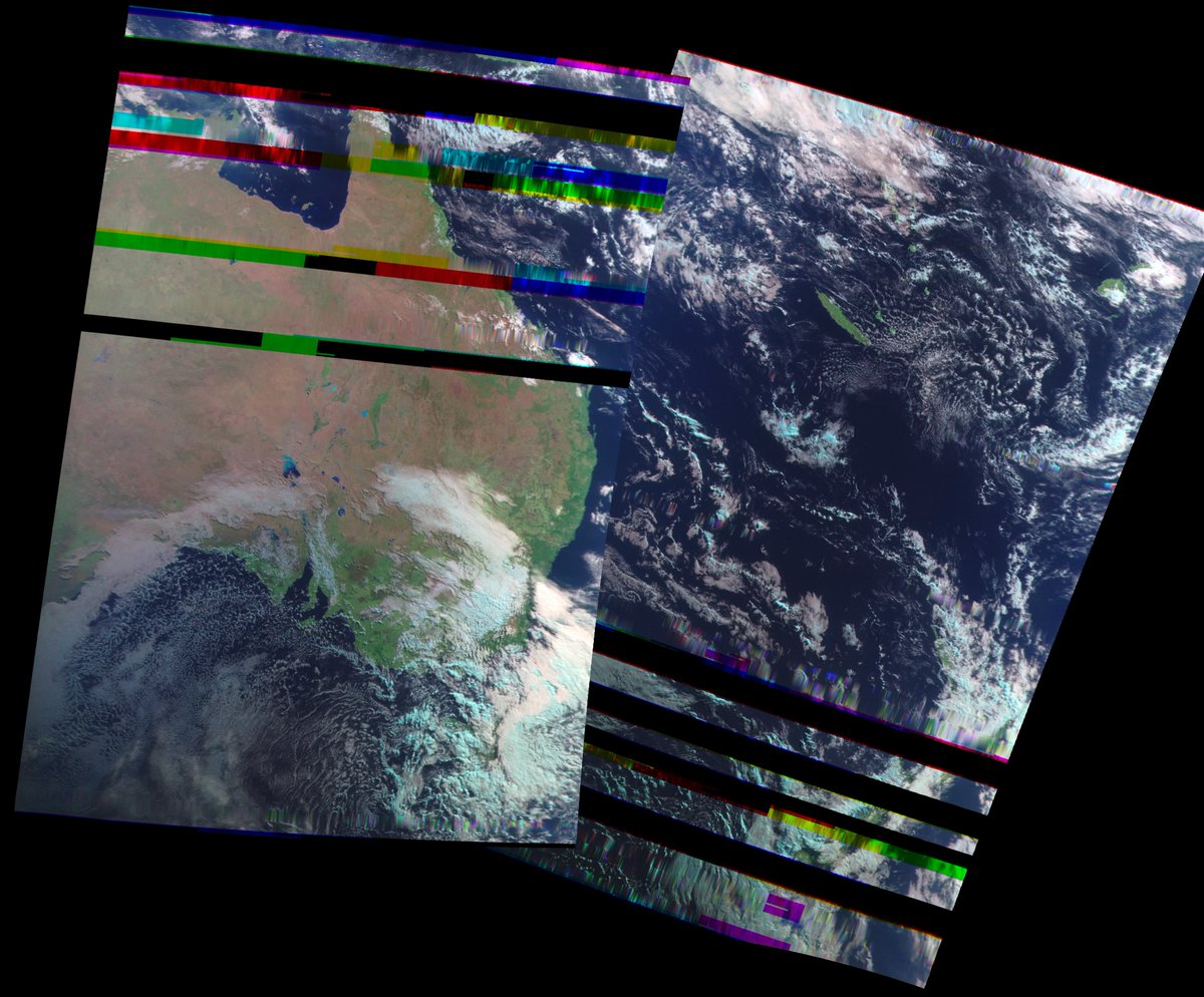 BenSKlerk1's tweet photo. #MeteorMN2_3 and #MN2_4 today's passes 14 July AEST
#Satdump, #QFH, #Nooelec Noaa, #Airspy mini
#weather #LRPT #Satellite #Australia https://t.co/IK7hcPOT8z