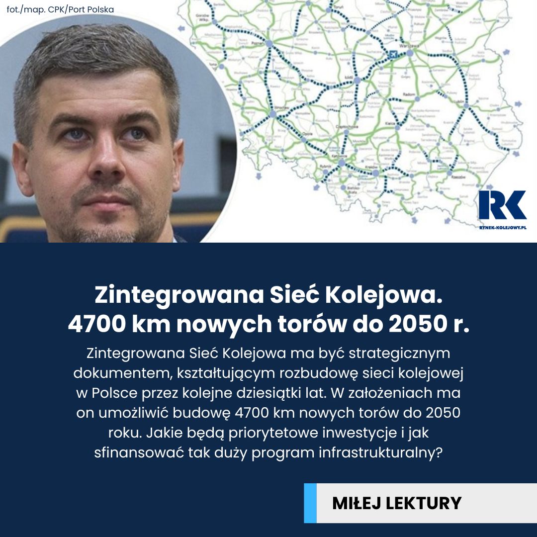 RynekKolejowy's tweet photo. #ZintegrowanaSiećKolejowa ma być strategicznym dokumentem, kształtującym rozbudowę sieci kolejowej w #Polsce przez kolejne dziesiątki lat. W założeniach ma on umożliwić budowę 4700 km nowych torów do 2050 roku.
Więcej: https://t.co/uvMZ7Kly0B https://t.co/v9BexrMDud