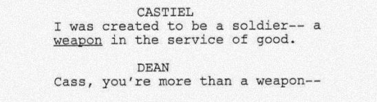 _dragonscales's tweet photo. Dean always thought of Cas more than a weapon or a soldier but writers never let him voice it :( https://t.co/ar5fgT6LGd