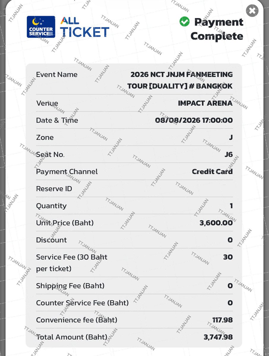 ttjanjan's tweet photo. ✨wts / ขาย 
บัตรรอบ 08/08 วันเสาร์
Zone J Row J6  

รอบเมม ปล่อยราคา 4700฿ 
สนใจทักDm คุยกันก่อนได้

#NCTJNJM_FANMEETING_TOUR
#NCTJNJM_FANMEETING_TOUR_DUALITY https://t.co/UowUpKPQNK