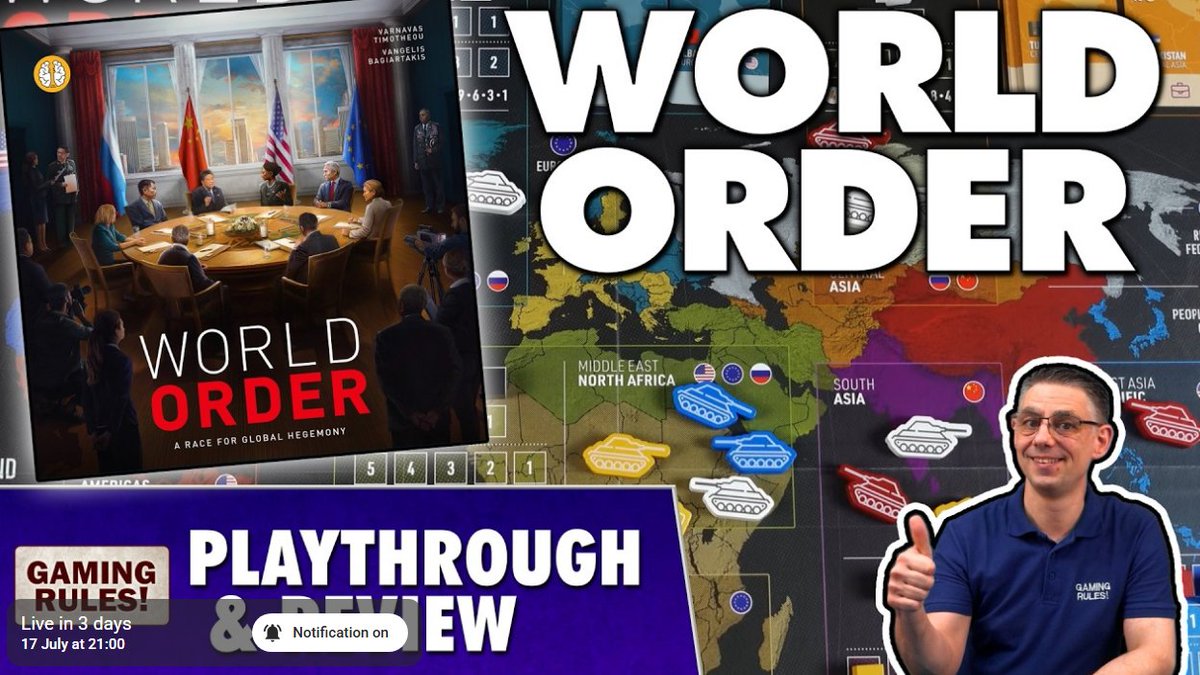 HegemonicP's tweet photo. 📺 This Friday at 7pm UK time, Gaming Rules! is going LIVE with a full playthrough and review of World Order, and you don't want to miss it! 🌍
▶️Watch live: https://t.co/QpXdebDZ2Z
Thank you Gaming Rules! 🙏
#WorldOrder #GamingRules #LivePlaythrough #HegemonicProjectGames https://t.co/BAtLbmAnlR