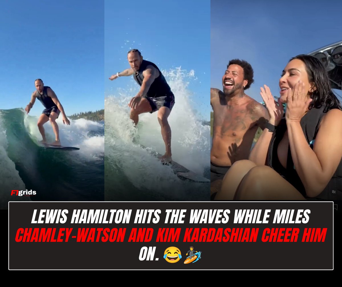 F1gridx's tweet photo. New Lewis Hamilton Surfing Video Has Everyone Cheering!
#LewisHamilton #KimKardashian #Surfing #Formula1 #F1 #F1Grids https://t.co/VRPVgo9kFC
