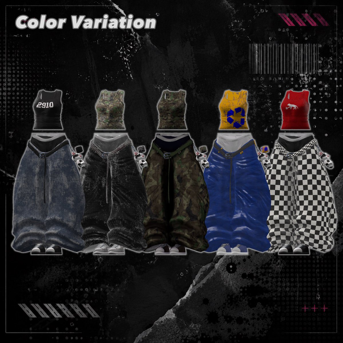 hrpn_k's tweet photo. 🎁新作衣装ギフト🎁

やりすぎ⁉️な下げパン衣装
「OVERDO」を販売開始🎉

約2.2万ポリゴンで普段使いにも😉👍
抽選２名様にフルパックのギフトします

✅応募条件
RP
フォロー

締切・抽選🗓
7/17 18時頃

🐫商品ページ🐫SALE中
https://t.co/qIvqjerzhJ
対応アバターはなんと27体

#VRChat #booth_pm https://t.co/XBwHGaYyWm