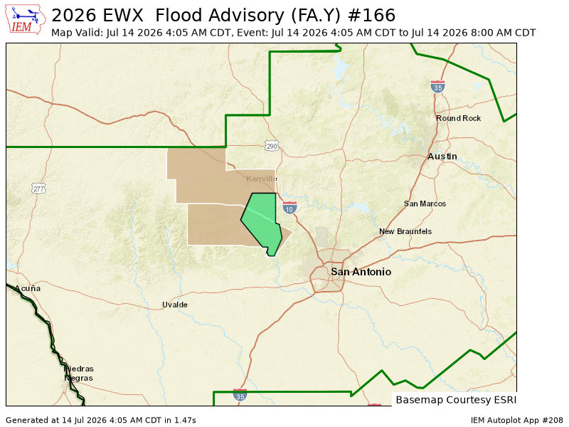 Nick_Weather's tweet photo. EWX issues Flood Advisory for Bandera, Kerr [TX] till Jul 14, 8:00 AM CDT https://t.co/Tc9Hs91YWp https://t.co/ARdTFaE2iy