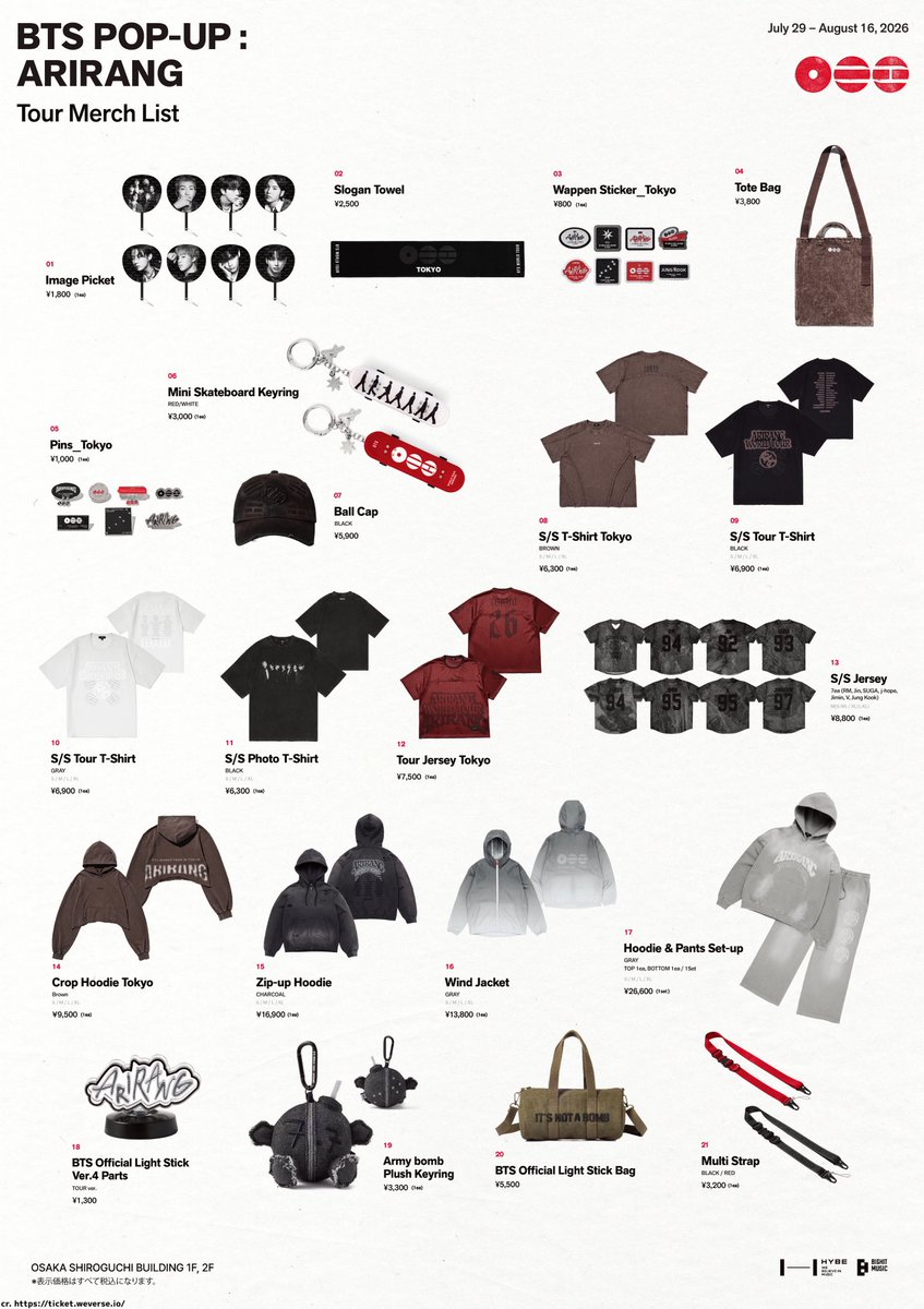 BTS アルバム CD TATA ポスター アクスタ アミボム まとめ売り BTS POP-UP : ARIRANGの大阪会場のグッズラインナップがついに公開