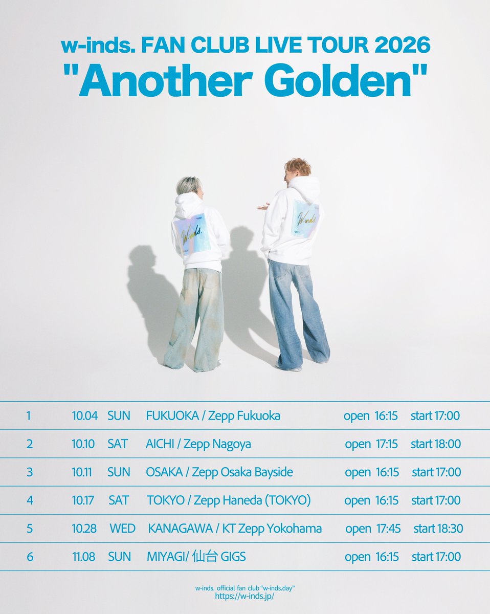 winds_tv's tweet photo. 「w-inds. FAN CLUB LIVE TOUR 2026 "Another Golden"」チケット受付中🎫

本日7/16(木)23:59までに
ご入会・再開お手続きいただいた方は今回の受付に間に合います💡

受付締切：7月20日(月・祝)23:59

📎お申し込みはこちら
https://t.co/ZwqNzBWROP
#w_inds
#FCLT2026AnotherGolden https://t.co/BTAZ0OIu49
