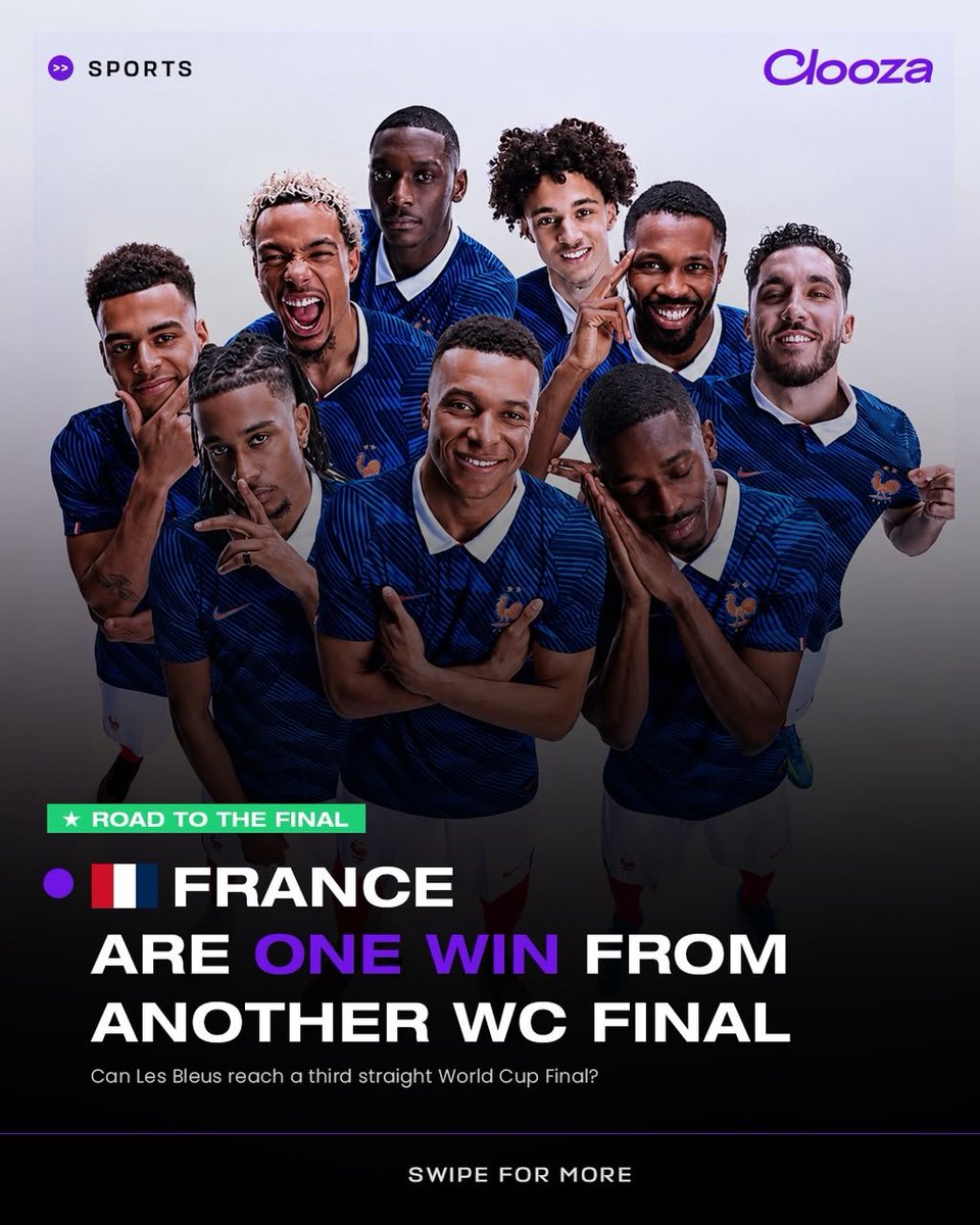 useclooza's tweet photo. There’s a very real chance lightning strikes twice. Are we about to see a France vs. Argentina final rematch? 🏆
​Who do you have your money on? 🇫🇷 / 🇦🇷 https://t.co/5R6iGJnBiU