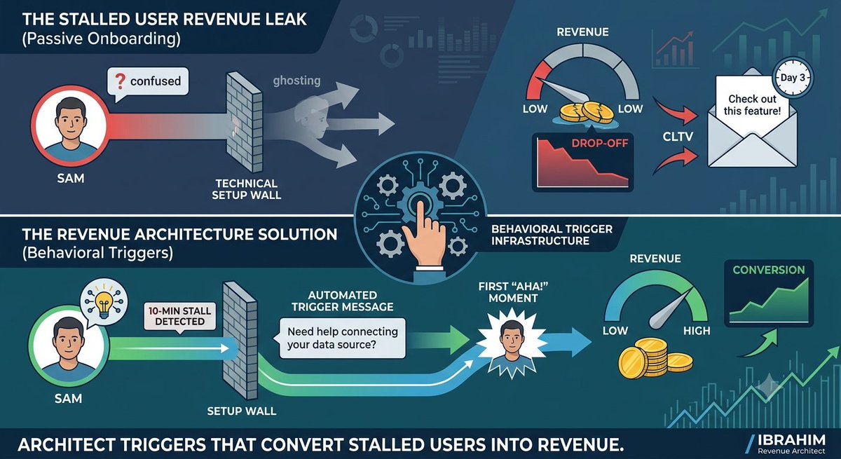 jourofct's tweet photo. Most B2B SaaS founders are bleeding revenue exactly 3 minutes after a user signs up.

They think they have a traffic problem or a pricing page problem.
Usually, they just have a black hole in their onboarding activation. https://t.co/fXKJ4fsECw