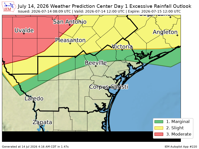 Nick_Weather's tweet photo. WPC issues Day 1 Slight Risk Excessive Rainfall Outlook at Jul 14, 8:09z for CRP https://t.co/ysqueL01gN https://t.co/oQSRj6gd7T