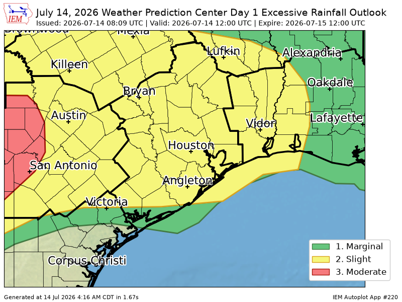 Nick_Weather's tweet photo. WPC issues Day 1 Slight Risk Excessive Rainfall Outlook at Jul 14, 8:09z for HGX https://t.co/ysqueL01gN https://t.co/AWfKBaFBIE