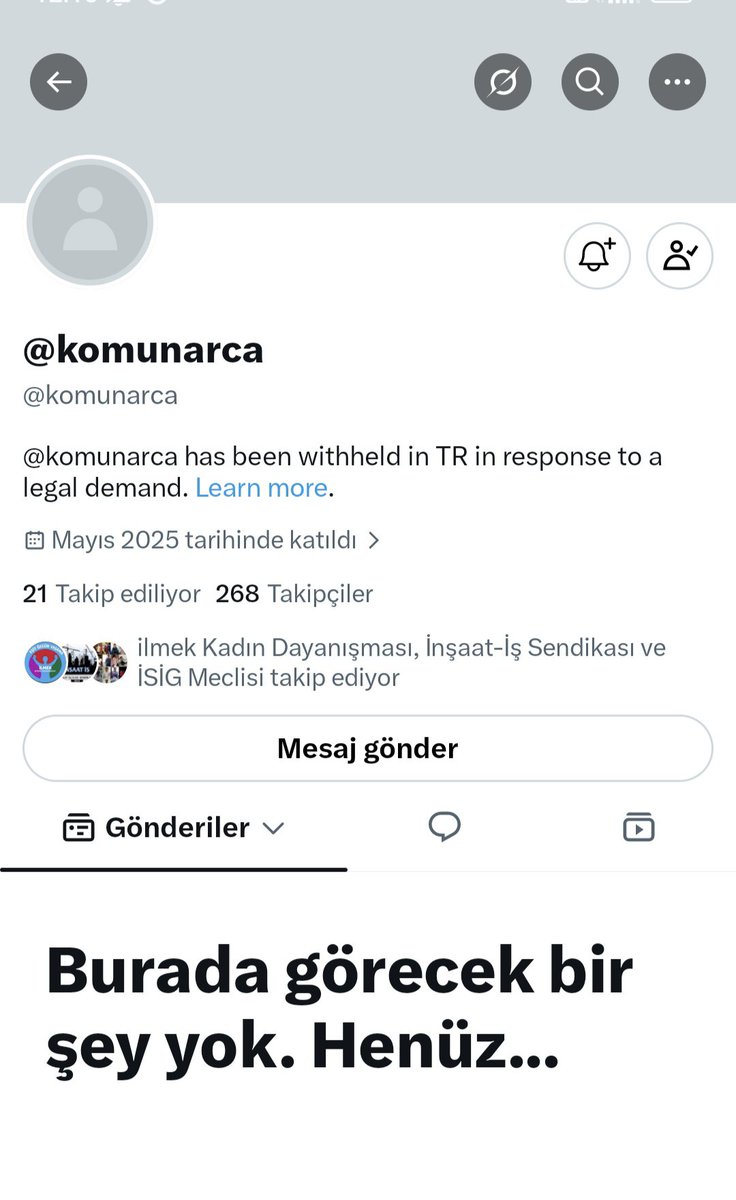 GazeteAlinteri7's tweet photo. 📢X/@komunarca hesabı Türkiye'den erişime engellenen Devrimci Proleter Gençlik, "Artık Musk��ın keyfî yönetimiyle iyice çoraklaşan, gerçek tartışmalara değil sansüre hizmet eden X’te olmayacağız

Şimdilik bizi buradan takip edin:
👉 https://t.co/04PuKNKNt3" diye duyurdu.👇 https://t.co/pnbwKfDmqX