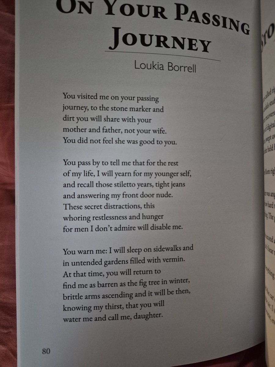 LoukiaBorrell's tweet photo. New poetry up in Silk Road Review, a literary journal @pacificu in Oregon. My poem, 'On Your Passing Journey,' is featured along with other poems, stories, artwork, and more. My piece imagines my father is making a post-mortem visit with me, a last goodbye, on his way to his final destination. Many thanks to the editors for selecting my work, and congratulations to all the contributors. @SilkRoadReview