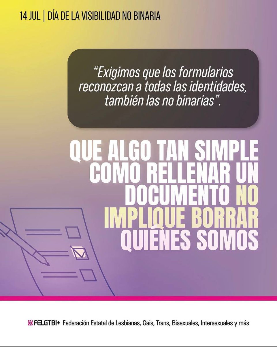 fssccoo's tweet photo. 🏳️‍🌈 En el Día de Visibilidad No Binaria nos unimos a la campaña promovida por FELGTBI+

➡️ incidimos en que la atención y trato profesional en la sanidad y sectores sociosanitarios debe de ser respetuoso con todas las identidades y expresiones de género y libre de discriminación https://t.co/CeBG63oEUL