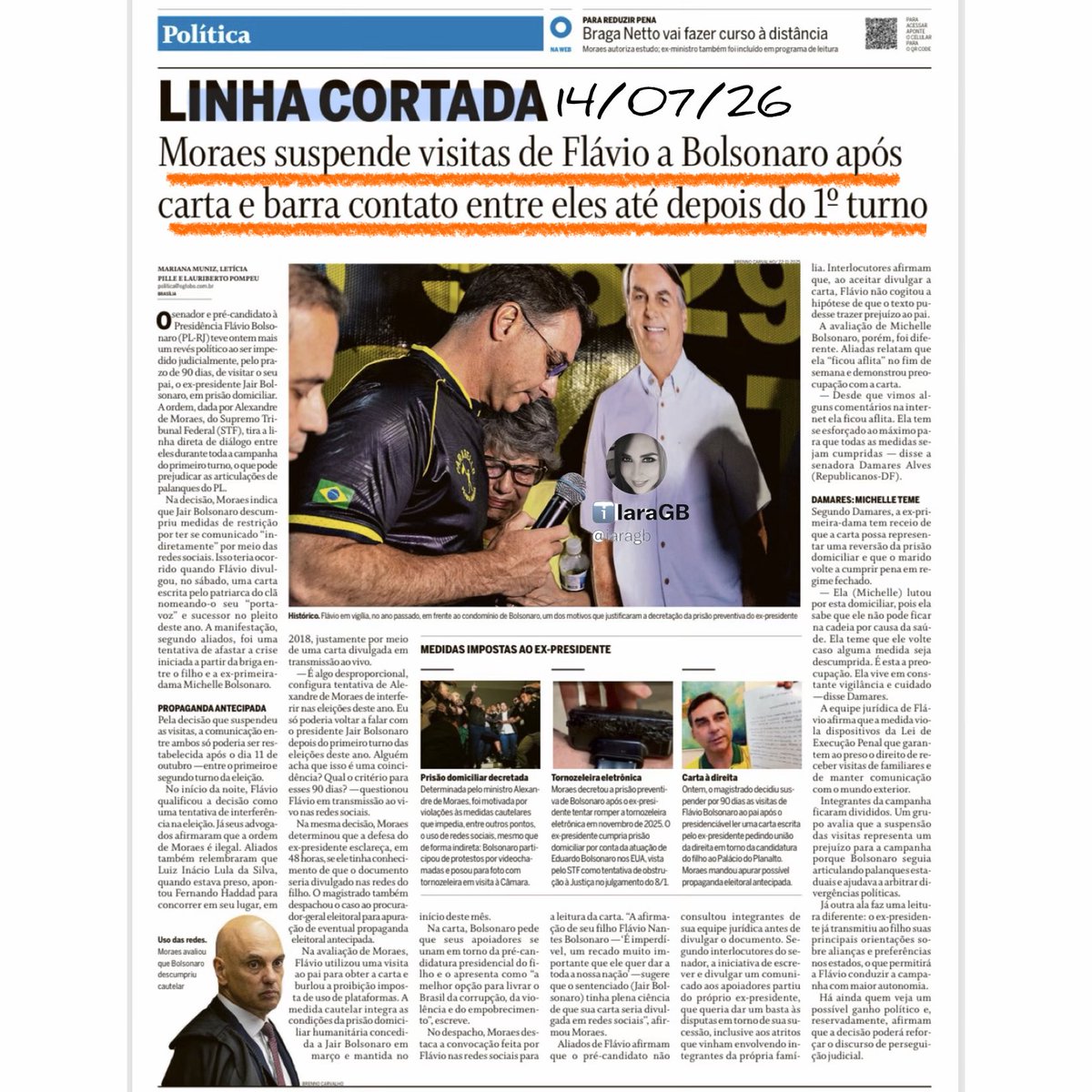 iaragb's tweet photo. A interferência na política está escancarada. Alguém pensou que o sistema deixaria fluir naturalmente⁉️

O artigo relata a ação absurda e escancara as preferências do tribunal, que permite que LuIa peça votos para suas candidatas ao Senado de SP sem qualquer punição.

Ninguém da direita enviou representação sobre campanha antecipada⁉️