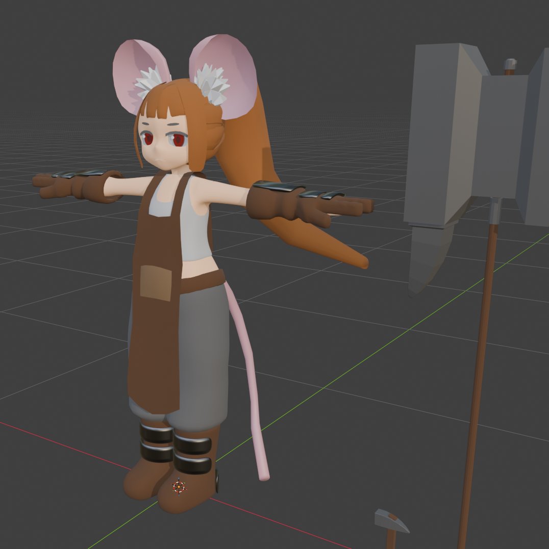 WallDog14's tweet photo. 鍛冶師ねずみちゃんしんちょく
#Blender https://t.co/DRtjVBi8u5