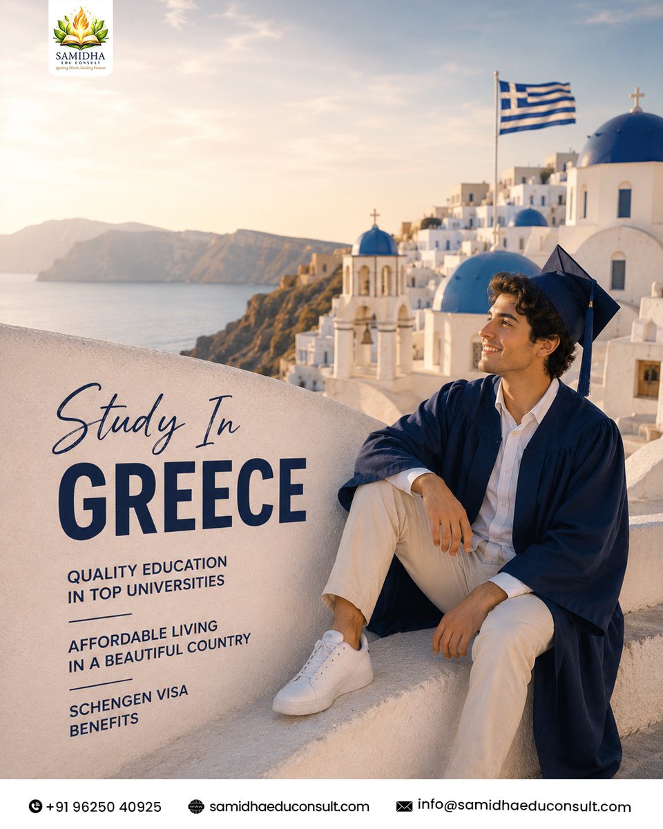 Samidhaedu's tweet photo. Study in Greece, Shape Your Global Future
World-class education, affordable living, and Schengen visa benefits

📞+91 96250 40925
🌐 https://t.co/gP1DUMASj0
📧 info@samidhaeduconsult.com

#studyingreece #studyabroad #greeceeducation #internationalstudents #schengenvisa #higheredu https://t.co/rAyu5zp7rg