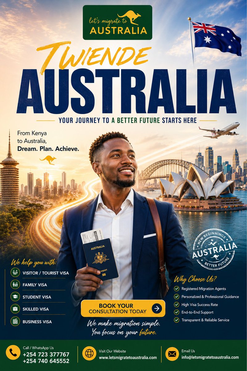 LetsMigrateAust's tweet photo. 𝐓𝐖𝐄𝐍𝐃𝐄 𝐀𝐔𝐒𝐓𝐑𝐀𝐋𝐈𝐀
Apply for your Australian Visitor or Tourist Visa Today

Book Your Consultation Today https://t.co/YBcRrznxbZ