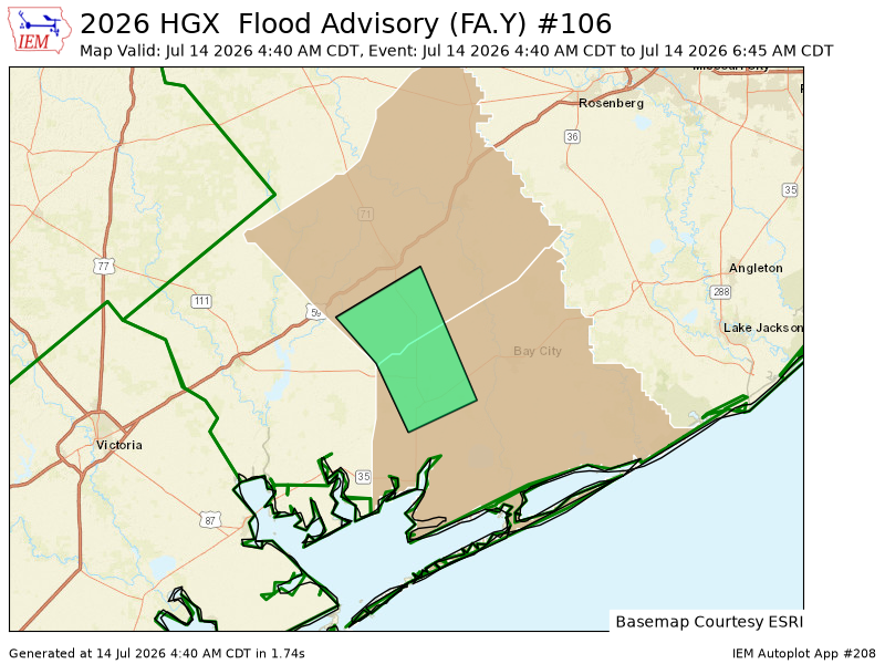 Nick_Weather's tweet photo. HGX issues Flood Advisory for Matagorda, Wharton [TX] till Jul 14, 6:45 AM CDT https://t.co/XjbHLKr8i6 https://t.co/KvAuV576Ef