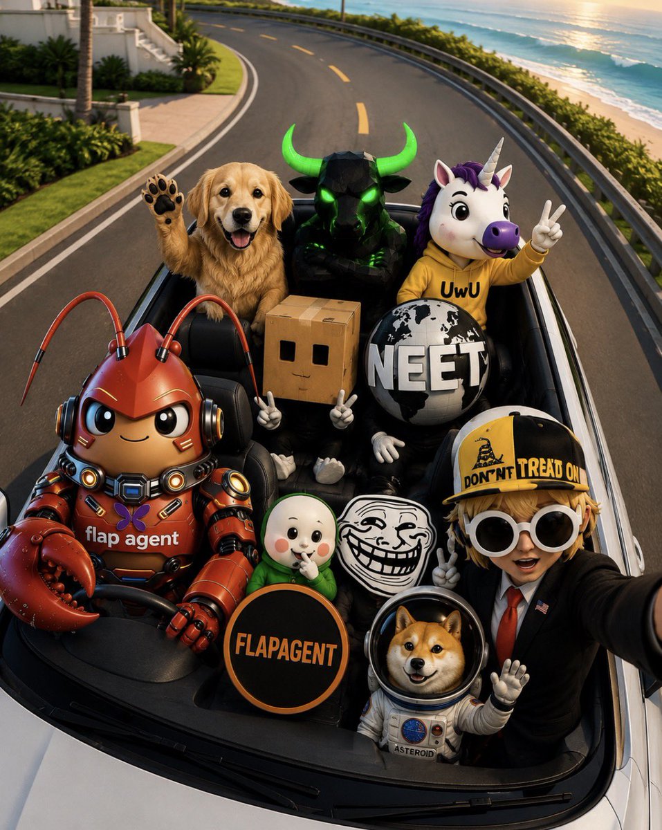 kaydox_eth's tweet photo. The road trip hits different when FLAPAGENT is driving😎🦞
Buckle up, we’re sending it. 🚀
My meme entry 🔥@FlapAgentBSC
#FlapAgent $FLNT #FLAPBSC
Friends: @donthatekay @Tean109 @RayBallo https://t.co/j5IaARq8U3