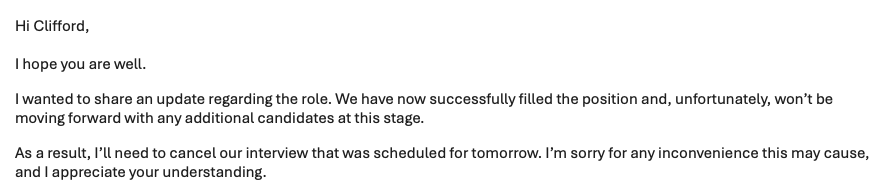 Cliffinkent's tweet photo. So frustrating. I booked the interview on literally the first available slot they had. 

The second time this has happened. 

Why is job hunting in 2026 so painful? https://t.co/c20hSPUGYn