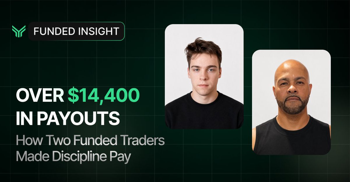 fundingtraders's tweet photo. One trader failed 10 accounts before his first payout. 
Another spent 8 years in the market before consistent profits.

Clemens Oehme and Andres Gonzalez took completely different roads. They landed on the same lesson.

Stop trying to win trades. Start executing a process.

Discipline over intensity. Patience over prediction. One strategy, followed consistently.

Two stories. One truth about funded trading.

Read both at:
https://t.co/jG5kfBhL8A