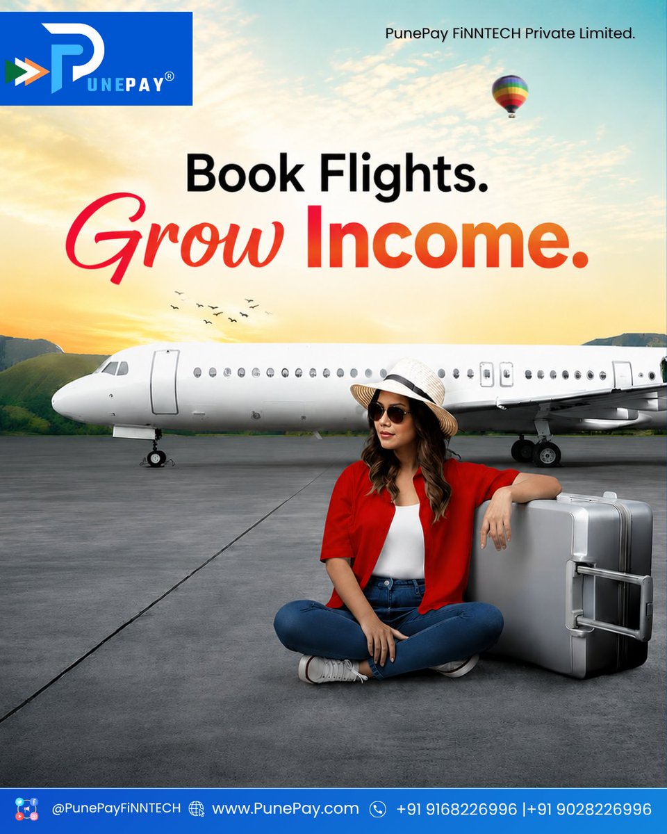 PunePayFiNNTECH's tweet photo. Become a Flight Booking Partner and earn on every successful booking.
📲 𝐖𝐡𝐚𝐭𝐬𝐀𝐩𝐩 𝐁𝐮𝐬𝐢𝐧𝐞𝐬𝐬 : https://t.co/jbRxtedVxa

📲 𝐖𝐡𝐚𝐭𝐬𝐀𝐩𝐩 𝐍𝐮𝐦𝐛𝐞𝐫 : https://t.co/V8lSIMXYXZ

#FlightAgent #TravelBusiness #PunePayBusiness #EarnMore https://t.co/D7jya7p2N9