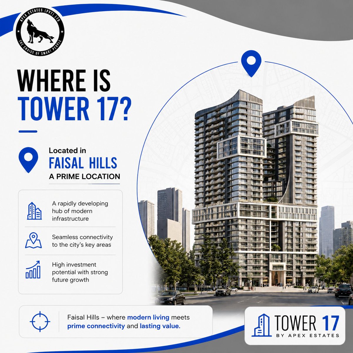 apexestatespak's tweet photo. ایک ٹاور، بے شمار مواقع! Tower 17 by Apex Estates میں حاصل کریں جدید شاپس، آفسز اور لگژری ریزیڈینشل فلیٹس، وہ بھی فصیل ہلز کی پرائم لوکیشن پر۔سمارٹ سرمایہ کاری کا آغاز آج ہی کریں۔#Tower17 #ApexEstates #FaisalHills #SmartInvestment #TheChoiceOfSmartPeople https://t.co/PhstSARo4T