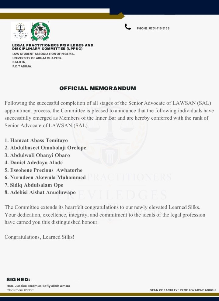 Orhayy's tweet photo. Yesterday, I was conferred with the prestigious rank of Senior Advocate of LAWSAN (SAL), a symbolic reflection of the revered rank of Senior Advocate of Nigeria. This honour means much more to me than a title, it is a reminder that growth is possible for anyone willing to embrace https://t.co/G0os1OWu1J