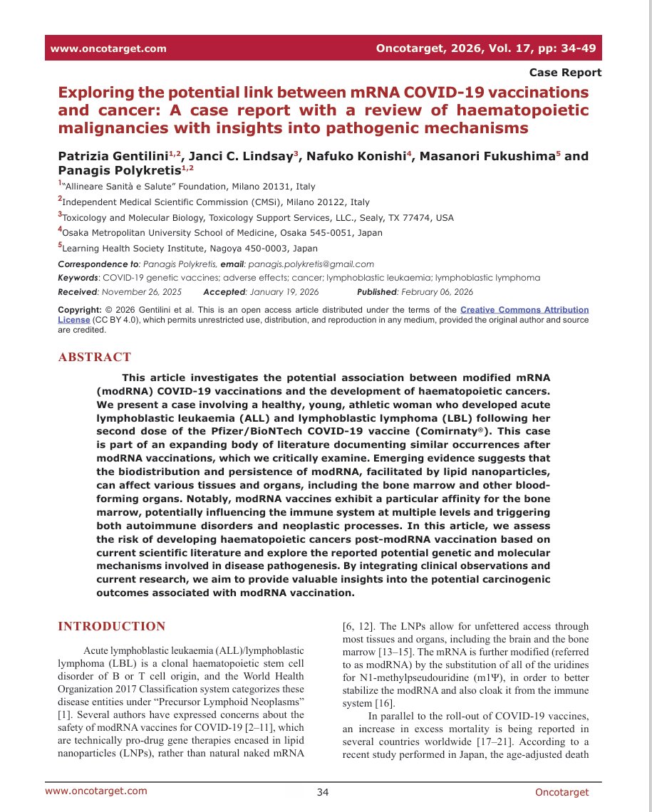mRNAdeaths's tweet photo. In the blink of an eye we went from forced mandates of a safe and effective vaccine to-
"Exploring the potential link between mRNA COVID-19 vaccinations  and cancer"
"The carcinogenic risk associated with these technologies,which has long been known within the gene therapy field" https://t.co/jYbAzGvZFJ