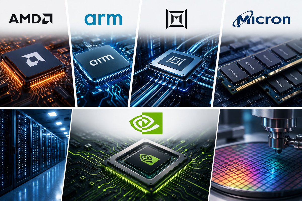 TipRanks's tweet photo. KeyBanc raised price targets across several AI semiconductor leaders after its Asia supply chain checks reinforced a strong demand outlook.

AMD $AMD: PT raised to $725 from $530 – Overweight
Arm $ARM: PT raised to $430 from $300 – Overweight
Marvell $MRVL: PT raised to $400 from $385 – Overweight
Micron $MU: PT raised to $1,750 from $1,600 – Overweight
NVIDIA $NVDA: PT raised to $330 from $310 – Overweight

KeyBanc cited sustained AI data center demand, persistent memory shortages, tighter supply, and stronger DRAM/NAND pricing as key drivers for the sector.